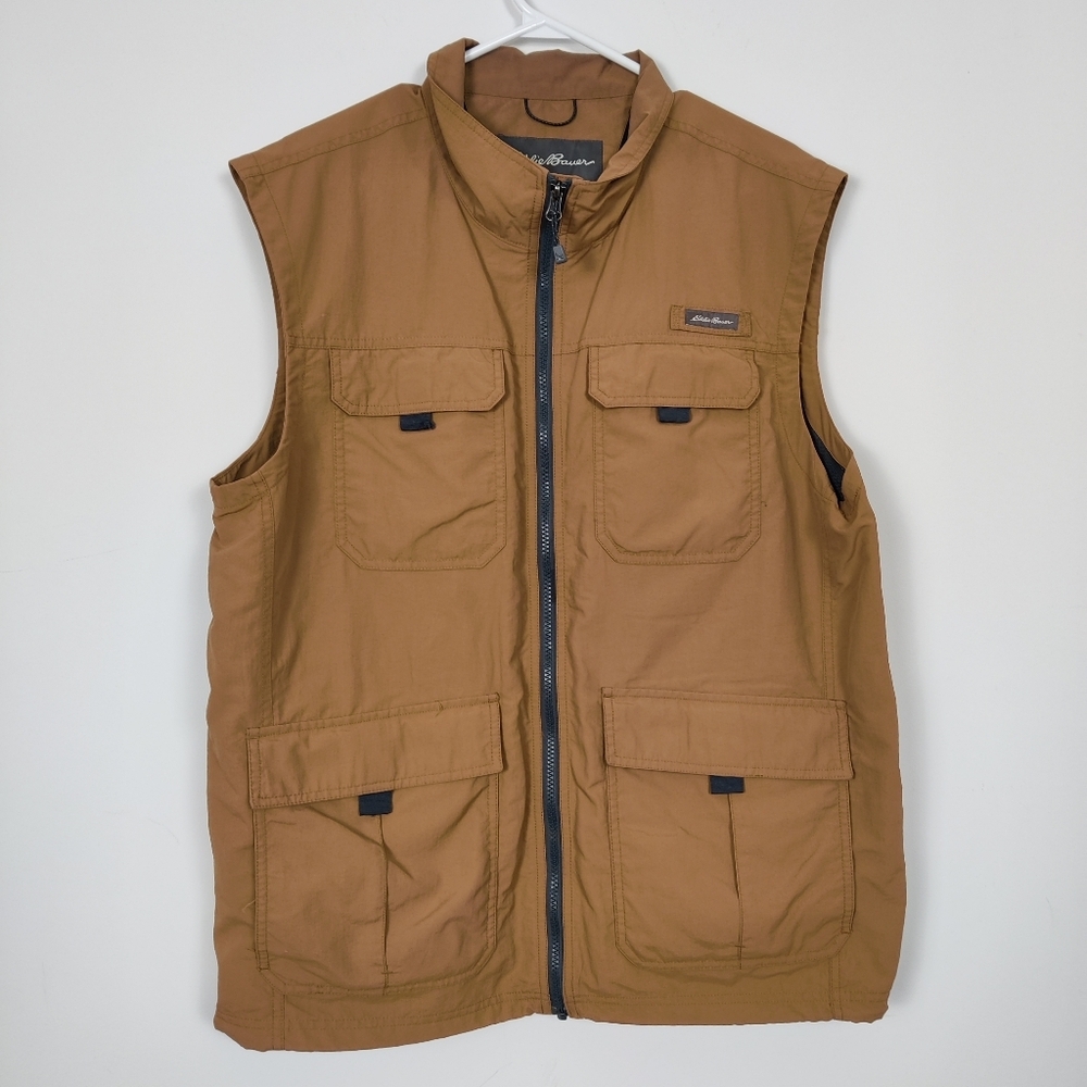 Eddie Bauer Men's Utility Hunting Vest in Tan Size XL Gorpcore Outdoors Trekking